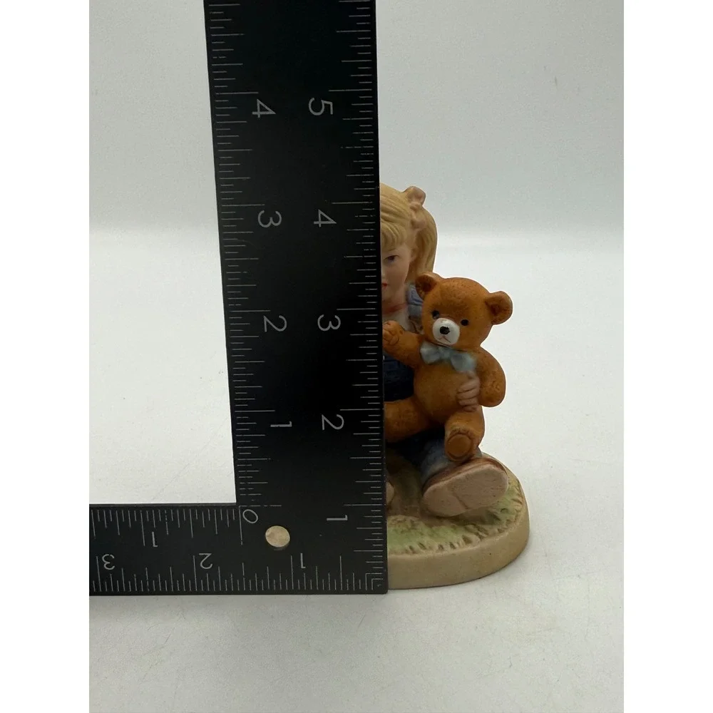 Vintage 1985 Homco Denim Days Figurine 1504 Debbie with Teddy Bear Porcelain